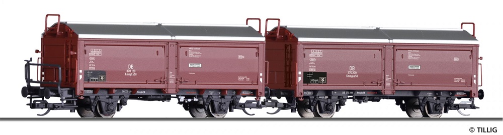 Güterwagenset der DB, bestehend aus zwei Schiebedach