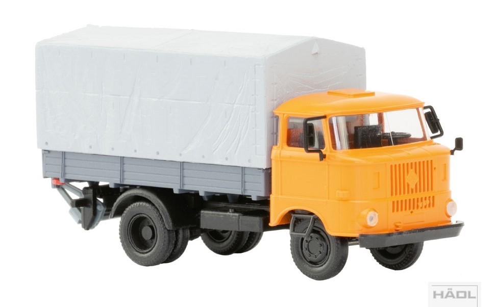 IFA W50L fa platform, ponyva, emelőhátfal, pasztello narancs