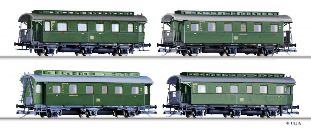 Reisezugwagen Set (1x 1./2. Kl., 2x 2. Kl., 1x 2. Kl. mit Packabteil)