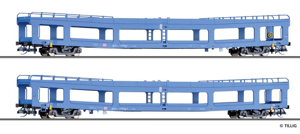 Wagenset der DB AG, zwei Autotransportwagen DDm 916