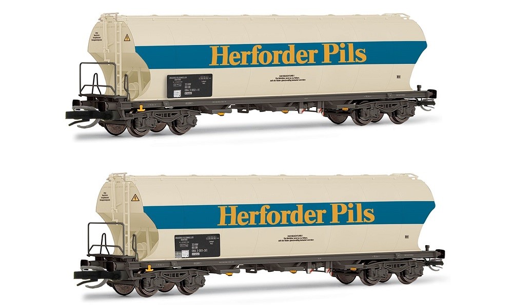 2er Set Getreidesilowagen, DB, Ep.IV 'Herforder Pils'
