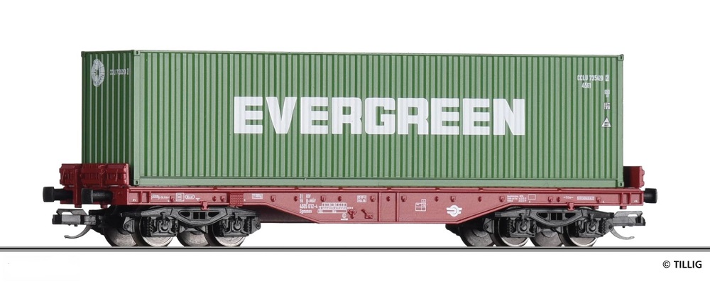 TILLIG  Flachwagen Sgmmns  MAV belanden mit 40ft Container, Ep. VI