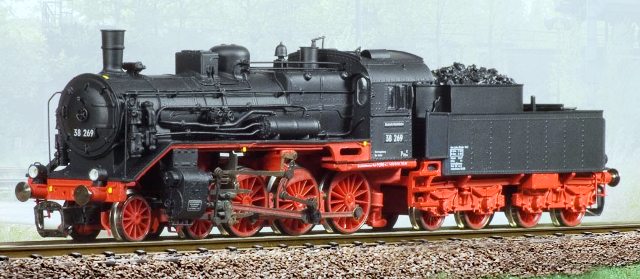 Gőzmozdony BR38 234 sächs.Rollwagen DR Ep.III 