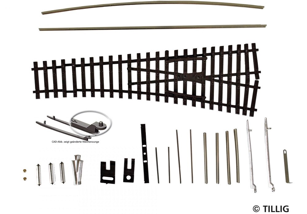 EW 1 jobbos váltó 15° építőkészlet (bausatz) 129,5mm.